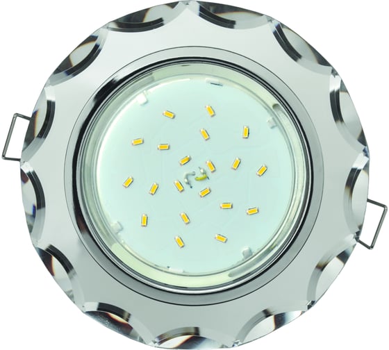 Светильник Ecola GX53 H4 5313 Glass стекло, круг с вогнутыми гранями, хром-хром, зеркальный 38x126 FM53RCECH