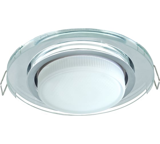 Светильник Ecola GX53 H4 5310 Glass стекло, круг хром - хром, зеркальный 38x126 FM53RNECH