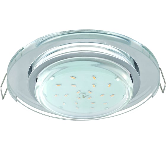 Светильник Ecola GX53 H4 5310 Glass стекло, круг хром - хром, зеркальный 38x126 FM53RNECH