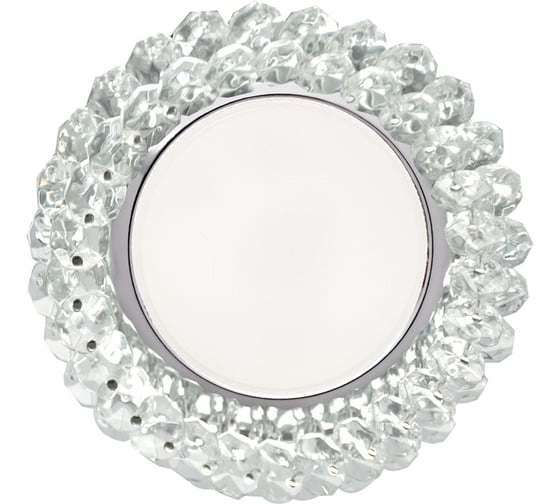 Светильник Ecola GX53 H4 5341 Glass круглый с хрусталиками, прозрачный, хром 56x120 FW53RYECB