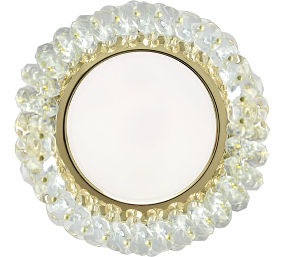 Светильник Ecola GX53 H4 5341 Glass круглый с хрусталиками, прозрачный, золото 56x120 FD53RYECB