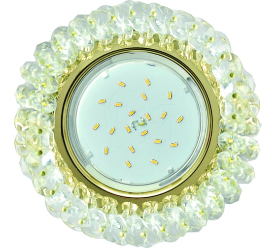 Светильник Ecola GX53 H4 5341 Glass круглый с хрусталиками, прозрачный, золото 56x120 FD53RYECB 1