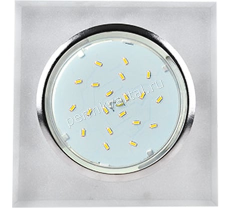 Светильник Ecola GX53 H4 LD5311 Glass стекло, квадрат, край подсветка хром-хром зеркало 38x120x120 SM53SNECH