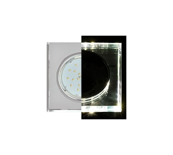 Светильник Ecola GX53 H4 LD5311 Glass стекло, квадрат, край подсветка хром-хром зеркало 38x120x120 SM53SNECH