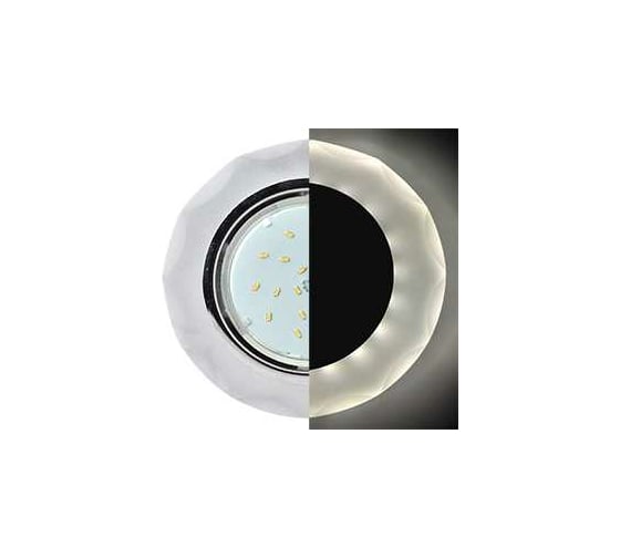 Светильник Ecola GX53 H4 LD5313 Glass стекло, круг, с вогнутыми гранями, подсветка хром матовый 38x126 SL53RCECH