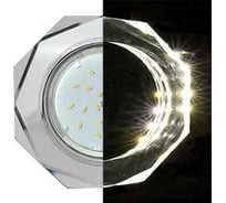 Светильник Ecola GX53 H4 LD5312 Glass стекло, 8-угольник с гранями, подсветка, хром -хром зеркало 38x133 SM538AECH
