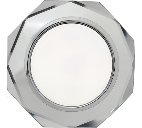 Светильник Ecola GX53 H4 LD5312 Glass стекло, 8-угольник с гранями, подсветка, хром -хром зеркало 38x133 SM538AECH