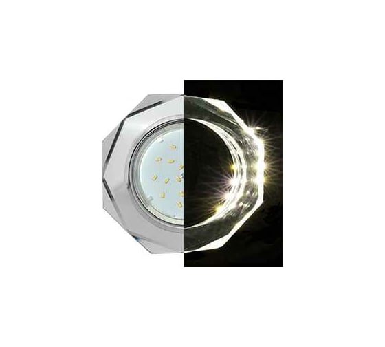 Светильник Ecola GX53 H4 LD5312 Glass стекло, 8-угольник с гранями, подсветка, хром -хром зеркало 38x133 SM538AECH 1