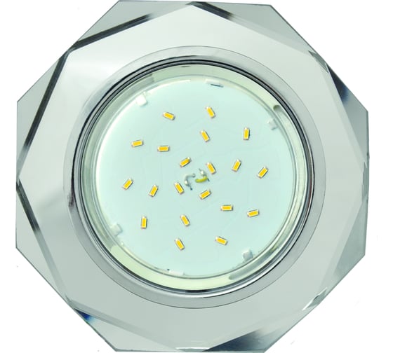 Светильник Ecola GX53 H4 LD5312 Glass стекло, 8-угольник с гранями, подсветка, хром -хром зеркало 38x133 SM538AECH