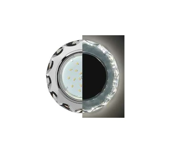 Светильник Ecola GX53 H4 LD5313 Glass стекло, круг, с гранями, подсветка хром -хром зеркальный 38x126 SM53RCECH