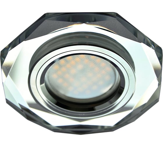 Светильник Ecola MR16 LD1652 GU5.3 Glass стекло, подсветка, 8-угольник с прямыми гранями, хром-хром 25x90 SC1652EFF