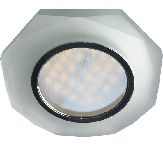 Светильник Ecola MR16 LD1652 GU5.3 Glass стекло, подсветка, 8-угольник с гранями матовый хром 25x90 SL1652EFF