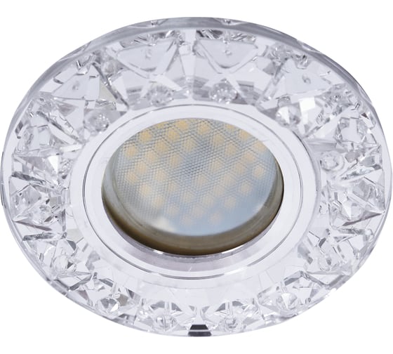 Светильник Ecola MR16 LD1661 GU5.3 Glass стекло, круг, с стразами конус подсветка, зеркало-хром 38x95 SK16RGEFB