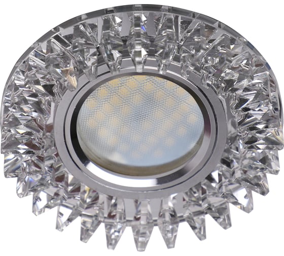 Светильник Ecola MR16 LD1661 GU5.3 Glass стекло, круг, с стразами гребенка подсветка, зеркало-хром 42x95 SK16RCEFB