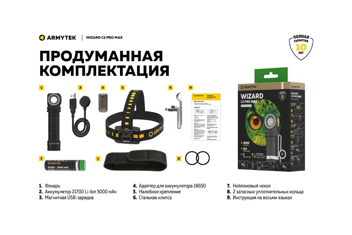 Фонарь armytek wizard c2 pro max