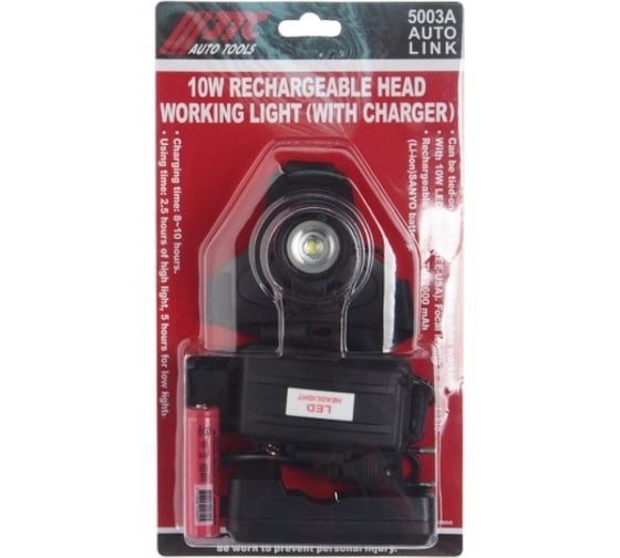 Налобный фонарь с аккумулятором JTC LED; Li-ion 5003A