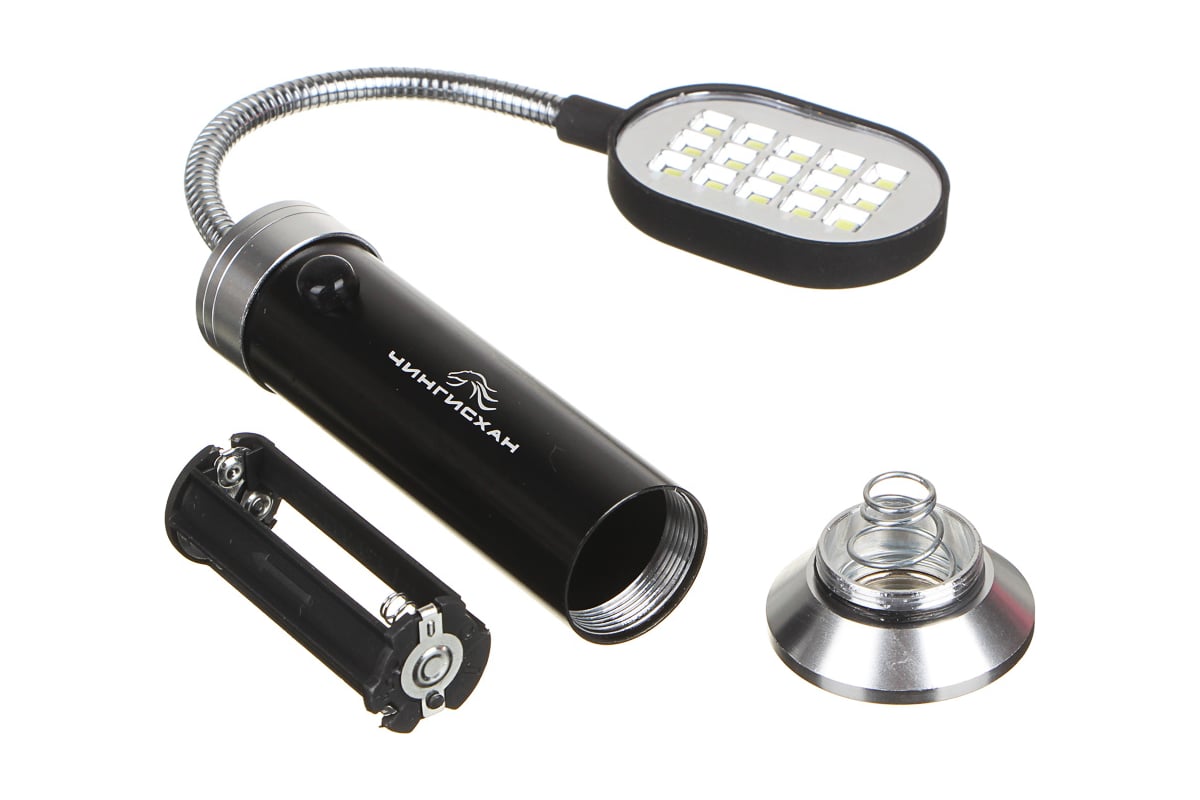 Гибкий фонарик ЧИНГИСХАН 15 SMD LED, 3xAAA, алюминий, 30х4 см 198-036 ...
