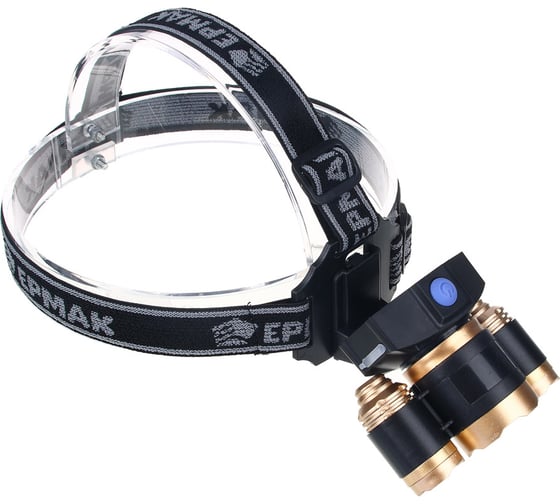 Налобный фонарик ЕРМАК, 1000 мАч, 3 LED, 9х6 см, 3 режима 221-015