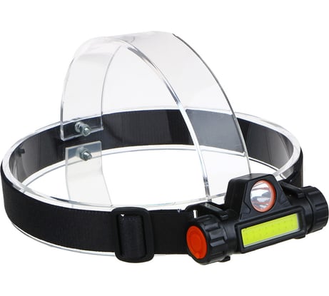 Налобный фонарик ЕРМАК, 1000мАч, 1 COB, 1 LED, 8х3 см, 2 режима, пластик 221-013