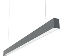 Светодиодный светильник VARTON X-line 2 м 40 Вт одиночный подвесной 1995x63x100 мм IP40 RAL7045 серый муар Tunable White (3000-6500K) опал с декоративным проводом 2 м и комплектом подвесов 2 м диммируемый (DALI) V1-R0-70827-02OPD-40040TW