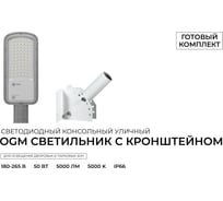 Светильник консольный с кронштейном OGM 50Вт, 5000лм, 5000К, IP66, КСС Ш / O29-05