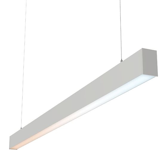 Светильник VARTON X-line 2 м 60 Вт Up&Down одиночный подвесной 1995x63x100 мм IP40 RAL9003 белый муар Tunable White (3000-6500 K) с рассеивателем OPAL с декоративным проводом 2 м и комплектом подвесов 2 м диммируемый по протокол V1-R0-02827-02OPD-40062TW
