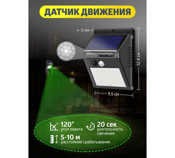 Светодиодный светильник на солнечной батарее WMC TOOLS с датчиком движения 47831 RK-SWB5060-PIR