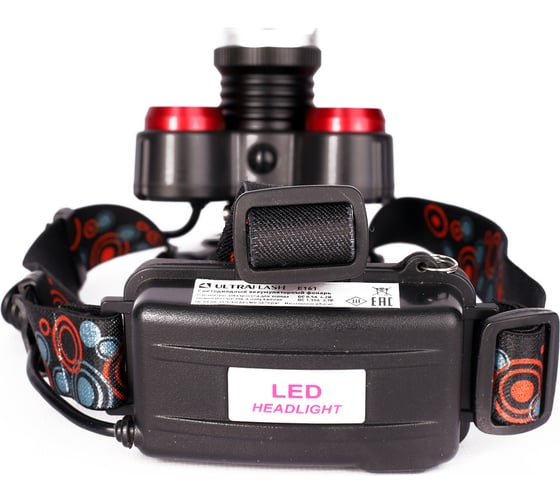 Налобный фонарь Ultraflash E161 (аккумулятор 3,7В, черный, 5LED, 5 Вт, фокус, 2 ак. 4 режима, бокс са) 14682