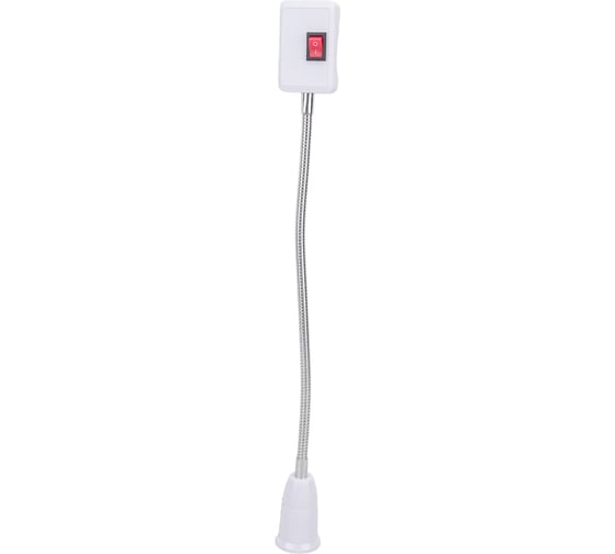 Гибкий переходник вилка-патрон Smartbuy Е27 300мм с выключателем, белый SBL-NL-002