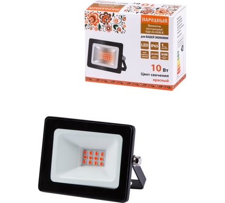 Светодиодный прожектор TDM ELECTRIC СДО-04-010Н-К красный свет 10 Вт, IP65, черный, Народный SQ0336-0220