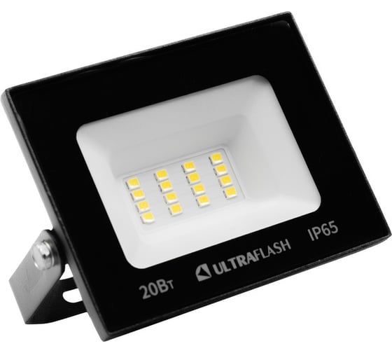 Прожектор Ultraflash UFD001 черный (LED SMD, 20 Вт, 1800 лм, 230В, 6500К, 95х71х24) 16439