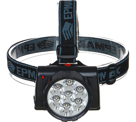 Фонарь ЕРМАК налобный аккумуляторный 7 ярк. LED, шнур 220В, 8,8х7х7,6см 328-048