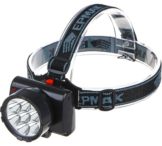 Фонарь ЕРМАК налобный аккумуляторный 7 ярк. LED, шнур 220В, 8,8х7х7,6см 328-048
