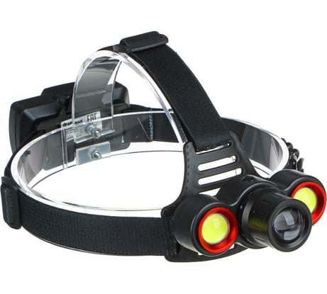 Фонарь ЕРМАК налобный, 1 LED + 2 COB, с фокусировкой, 2*1200мАч, 4 режима, пластик 221-023