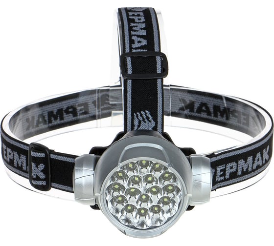 Фонарь ЕРМАК налобный, 1 LED + 2 COB, с фокусировкой, 2*1200мАч, 4 режима, пластик 221-023