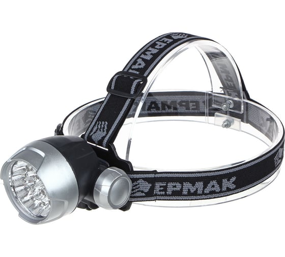 Фонарь ЕРМАК налобный, 1 LED + 2 COB, с фокусировкой, 2*1200мАч, 4 режима, пластик 221-023