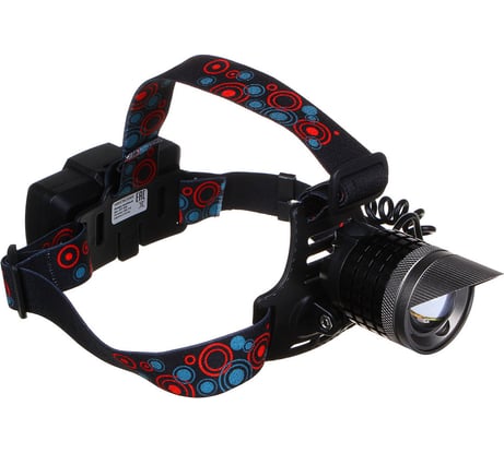 Налобный фонарь ЧИНГИСХАН 1 LED, 2х1200мАч, 3 режима, пластик 221-022