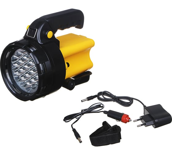 Фонарь-прожектор ЧИНГИСХАН 19LED, 2000мАч, 220В, 12/24В, 20,5x12x17см, пластик, акрил 223-041