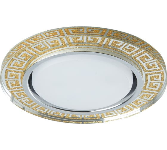 Встраиваемый светильник для натяжных потолков с белой LED подсветкой Feron CD4981 GX53, прозрачный, золото, 41907