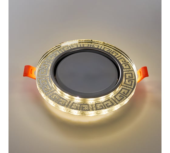 Встраиваемый светильник для натяжных потолков с белой LED подсветкой Feron CD4981 GX53, прозрачный, золото, 41907