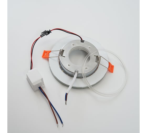 Встраиваемый светильник для натяжных потолков с белой LED подсветкой Feron CD4981 GX53, прозрачный, золото, 41907