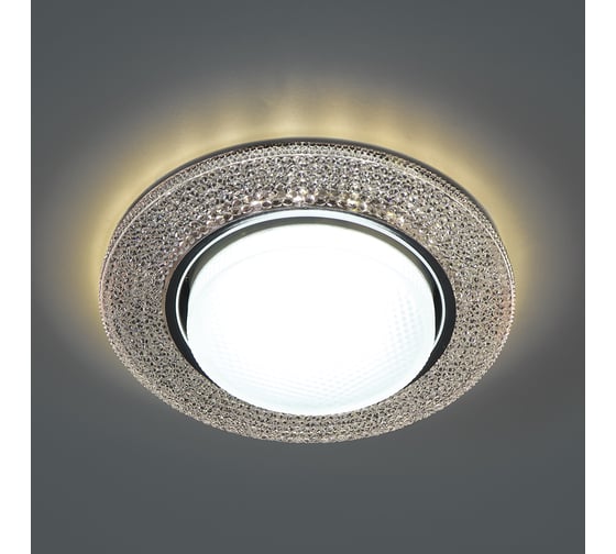 Встраиваемый светильник для натяжных потолков с белой LED подсветкой Feron CD4046 GX53, прозрачный, хром, 41908 1