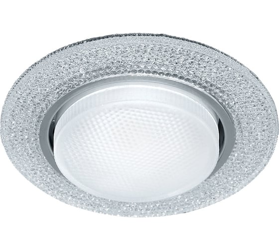 Встраиваемый светильник для натяжных потолков с белой LED подсветкой Feron CD4046 GX53, прозрачный, хром, 41908