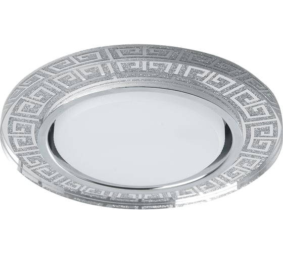 Встраиваемый светильник для натяжных потолков с белой LED подсветкой Feron CD4981 GX53, прозрачный, серебро, 41906