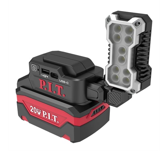 Фонарь аккумуляторный P.I.T. PWL20H-5A SOLO (20В, 5Вт/2,5Вт, 400/200Лм, LED, рег. 270/180, USB/Type-C) 107800301010