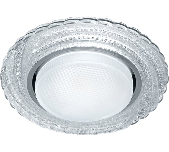 Встраиваемый светильник для натяжных потолков с белой LED подсветкой FERON CD4037 RGB GX53, прозрачный, хром, 41905 1