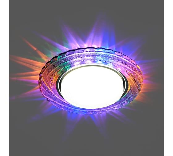 Встраиваемый светильник для натяжных потолков с белой LED подсветкой FERON CD4037 RGB GX53, прозрачный, хром, 41905