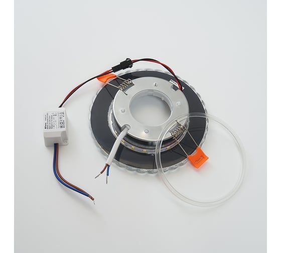 Встраиваемый светильник для натяжных потолков с белой LED подсветкой FERON CD4037 RGB GX53, прозрачный, хром, 41905