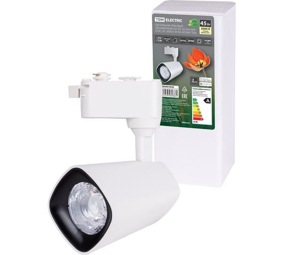 Однофазный трековый светильник TDM LED TRL-02-045-WB 45 Вт, 24 градуса, 3000 К, 90 Ra, черный SQ0369-0019 1