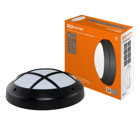 Светильник TDM ФБУ 05-2x20-014 Бриз 2 черный с решеткой IP64 SQ0328-0312